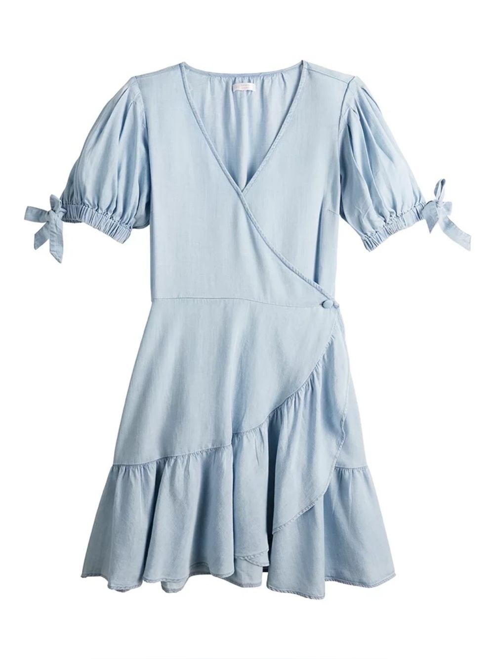 LC Lauren Conrad Pale Blue Wrap-Style Midi Dress - Picture 5 of 15